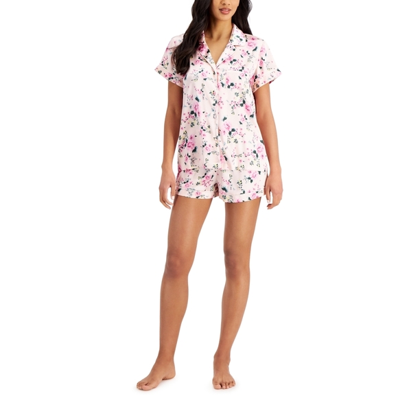 NWT INC Mommy & Me Matching Satin Notch-Collar Shorts Pajamas Set - Pretty Flowe - Picture 1 of 1